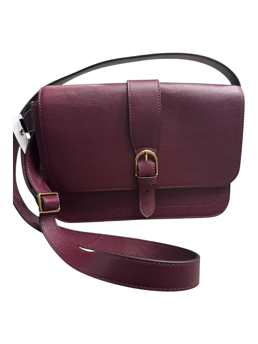 Fossil Wine Leather Messenger Shoulder Bag Gold Buckle - New Without Tags